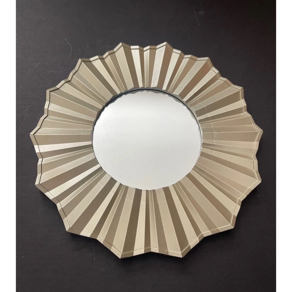 Starburst Sunshine Gold Plastic Hanging Mirror Wall Decor 10”